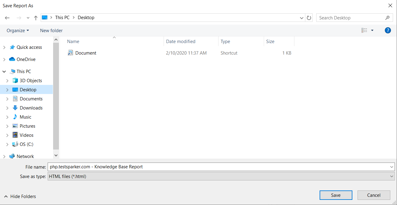 Invicti Standard Reporting tab with Knowledge Base Report option