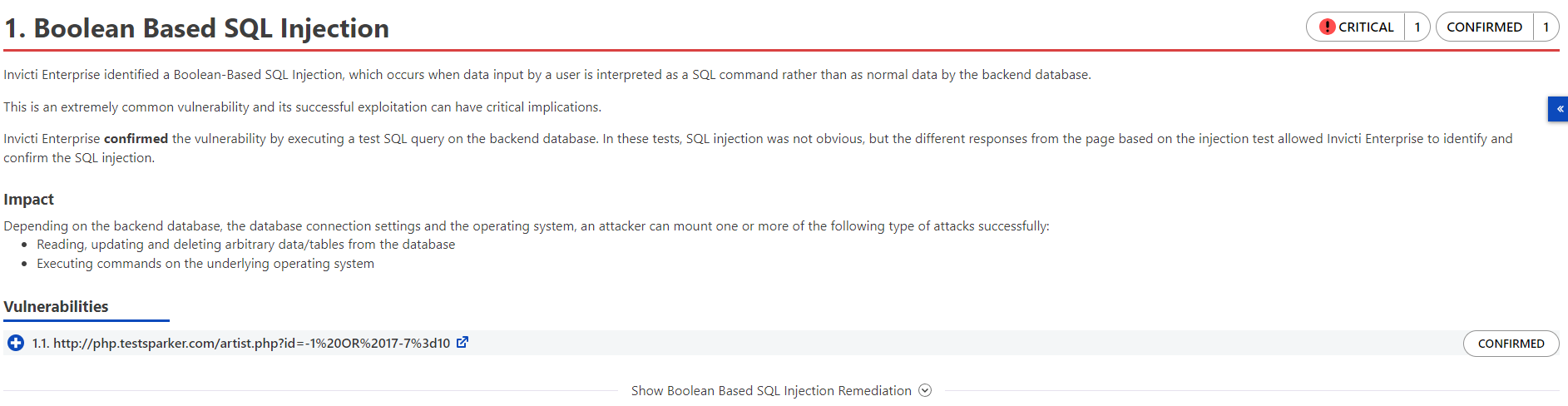Vulnerability names and details section.