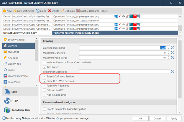 API Services Settings in Invicti Enterprise