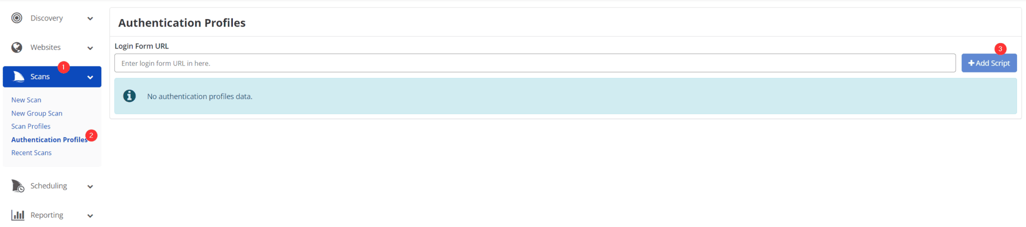 Authentication Profiles page in Invicti Enterprise