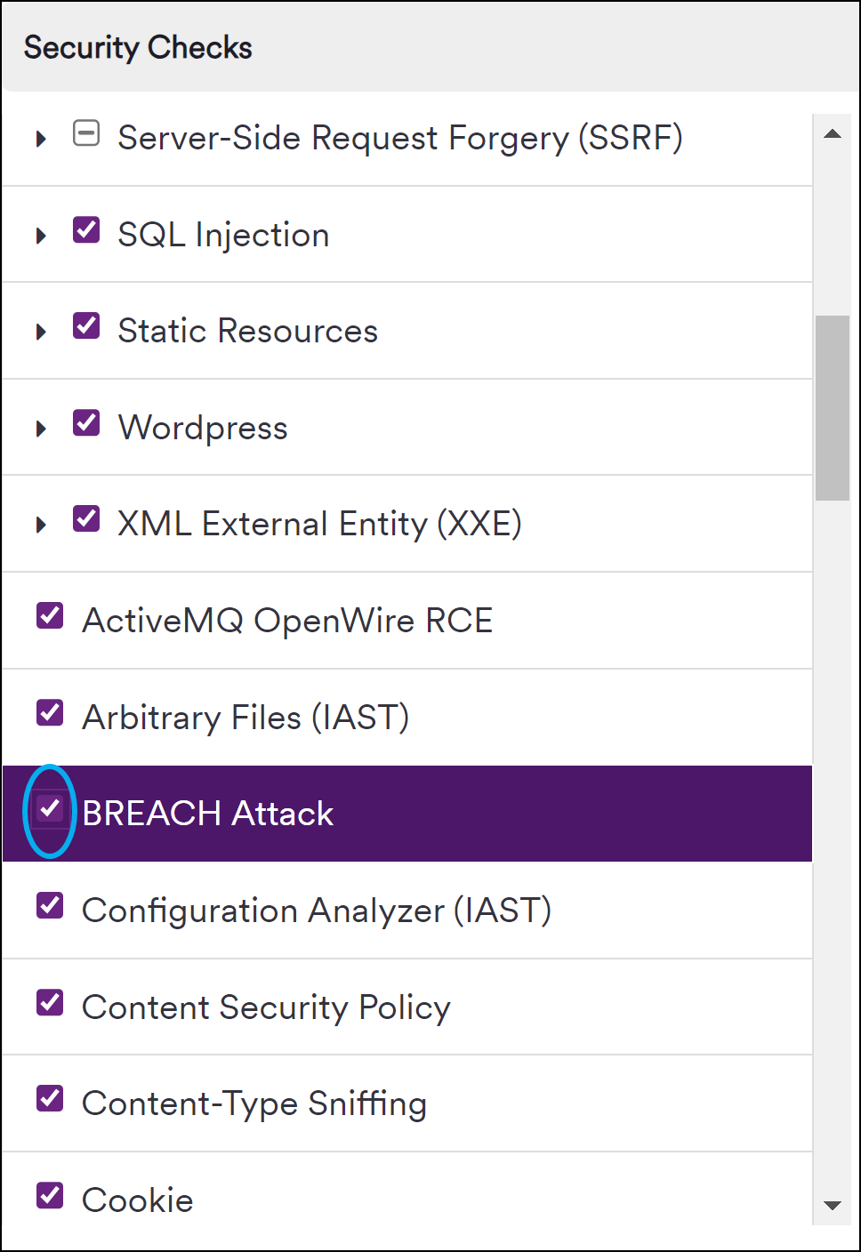 Enable BREACH Attack security check.