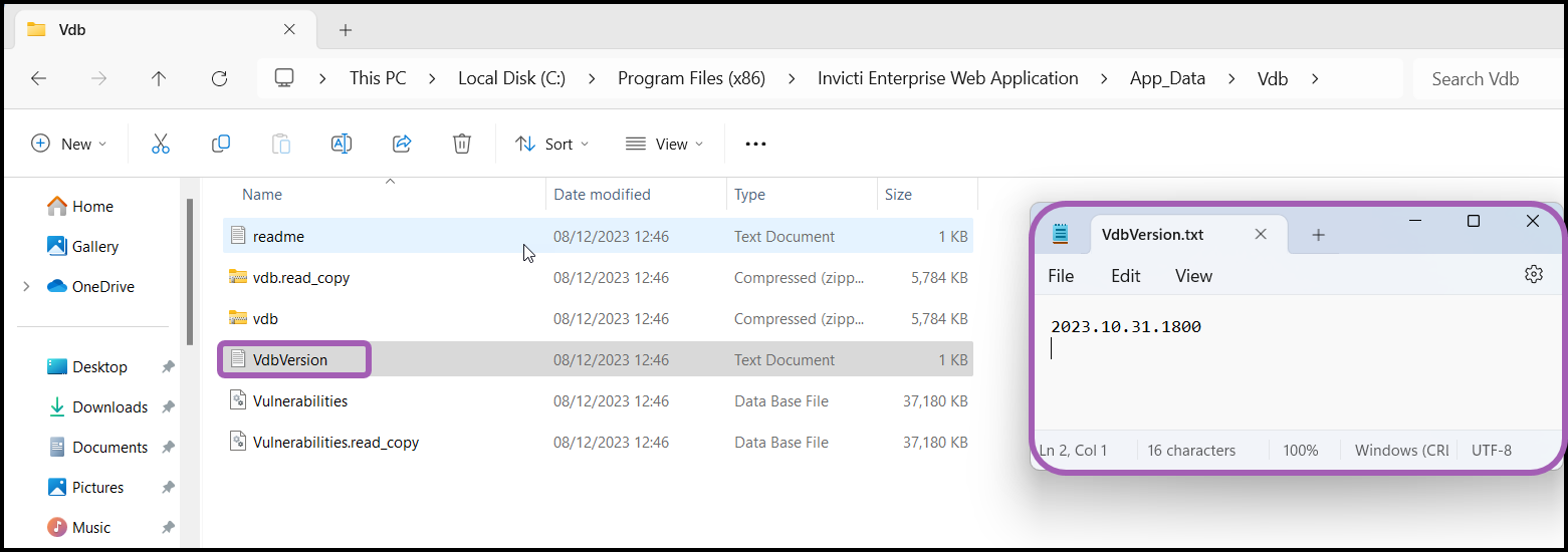 VdbVersion file showing current VDB version number.
