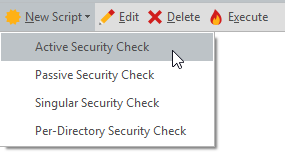 New Script drop-down in Invicti Standard.