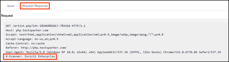 Confirm custom header in Request/Response tab.