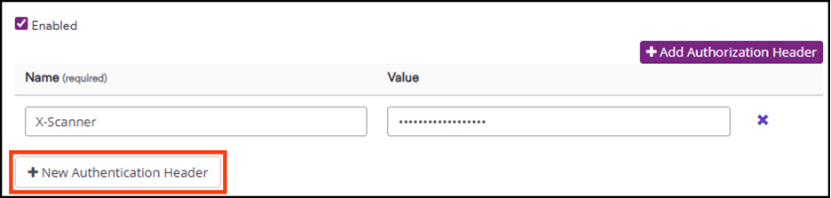 Fill in Name and Value fields for custom header.