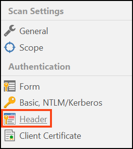 Select Header authentication option.