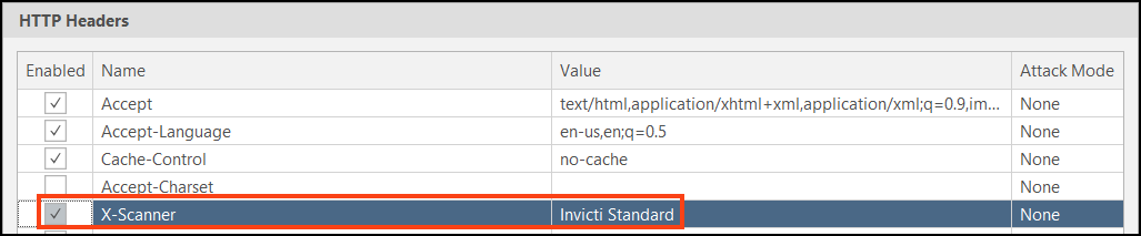Fill in Name and Value fields in scan policy.