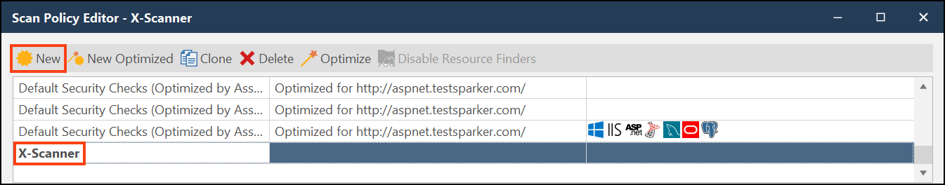 Create new scan policy in Scan Policy Editor.