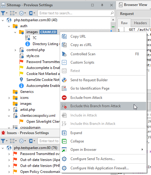Exclude this Branch from Attack option