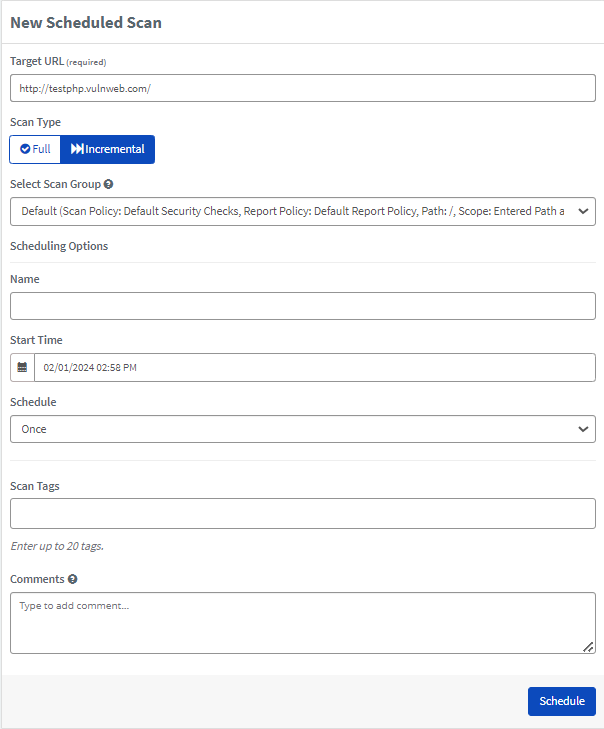 Incremental scan type selection.