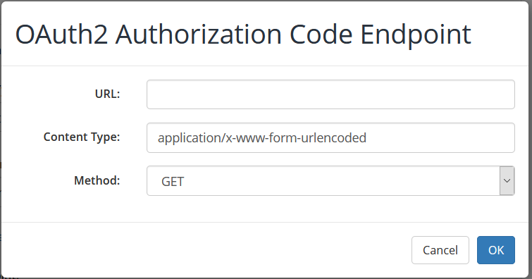 OAuth2 Authorization Code dialog.