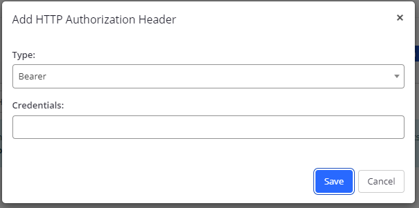 Add Authorization HTTP Header dialog.