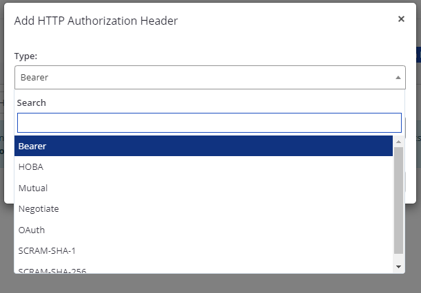 Select Type dropdown.