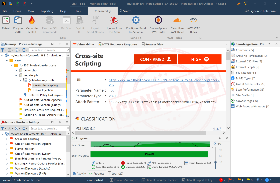 Resume scan after Selenium playback