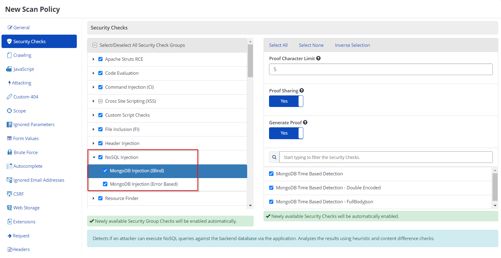 Configure MongoDB Injection in Invicti Enterprise.