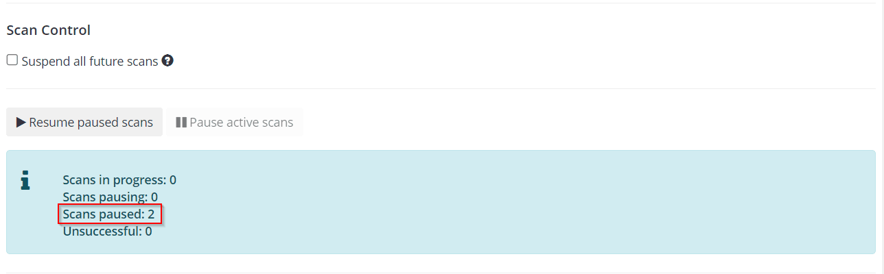 Pause active scans button