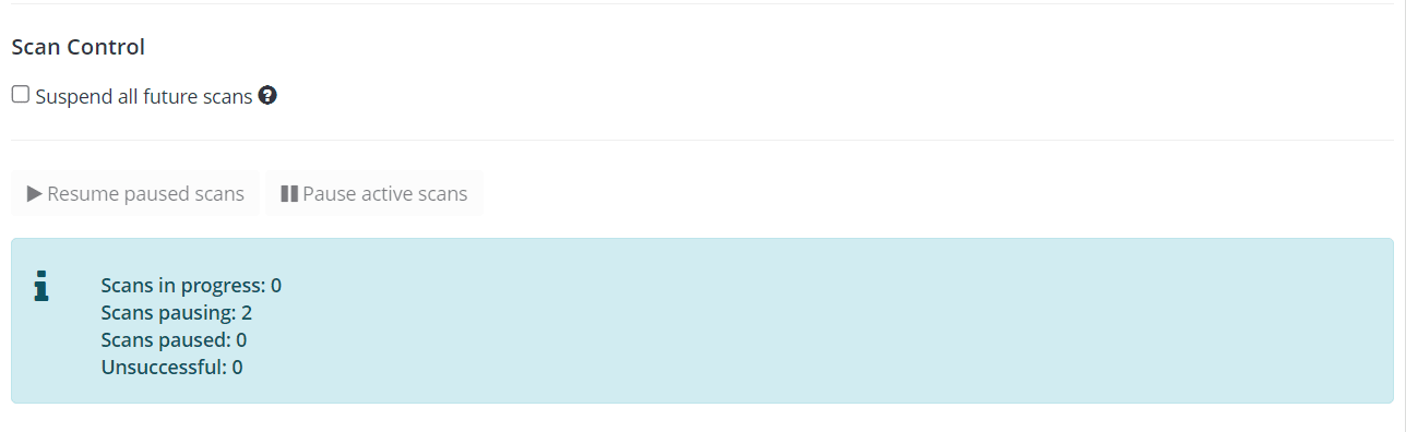 Pause Active Scans dialog