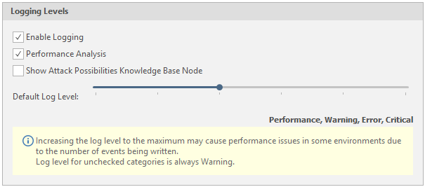 Enable Performance Analysis checkbox in Logging options.