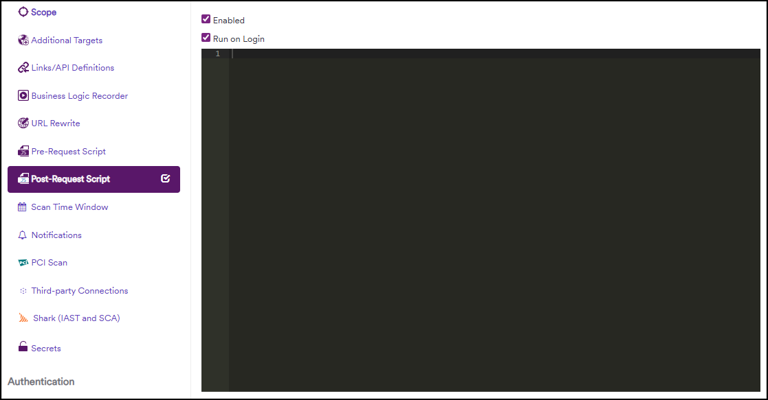 Enable Post-Request Script in Invicti Enterprise