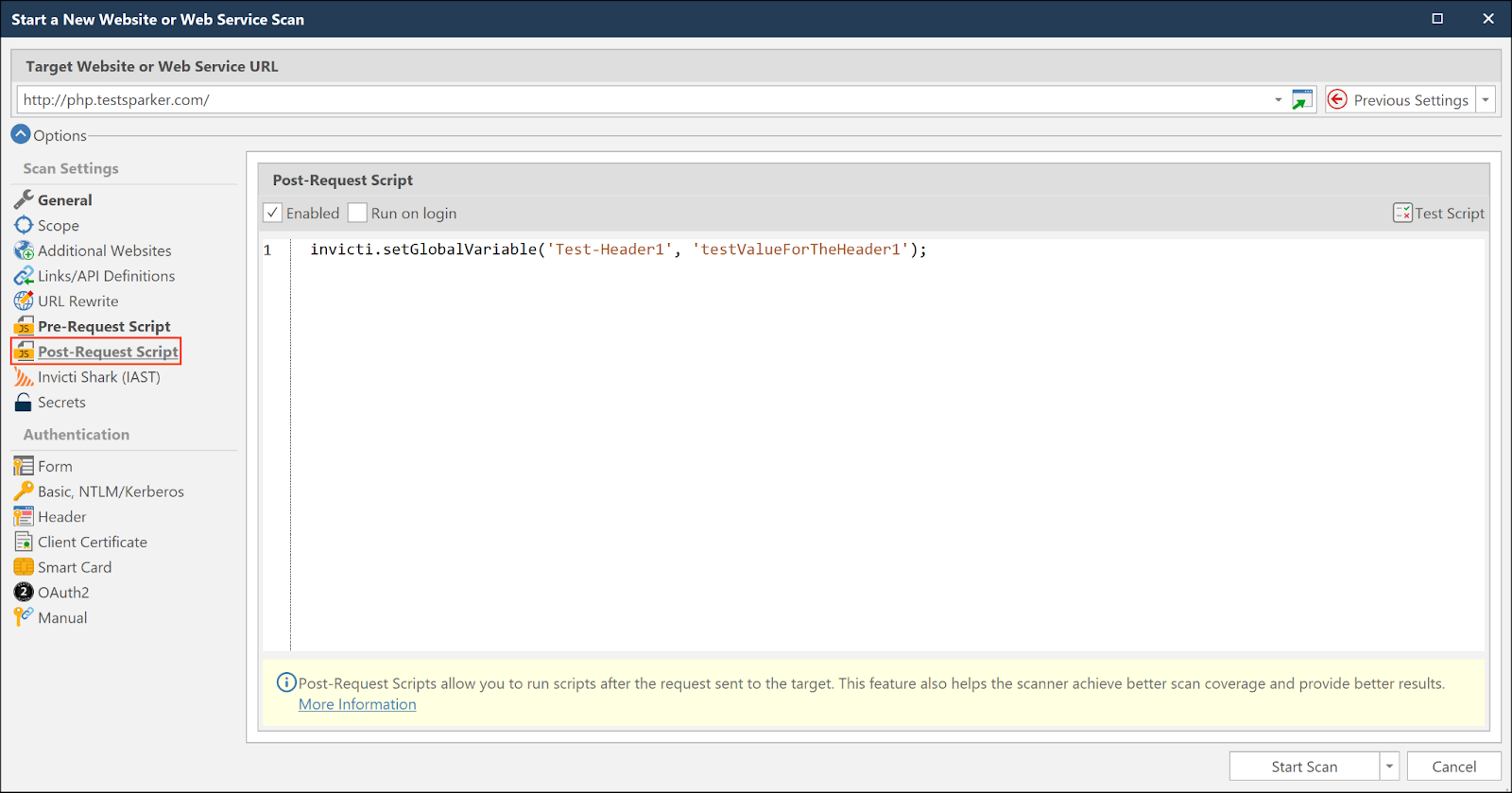 Setting global variable in post-request script