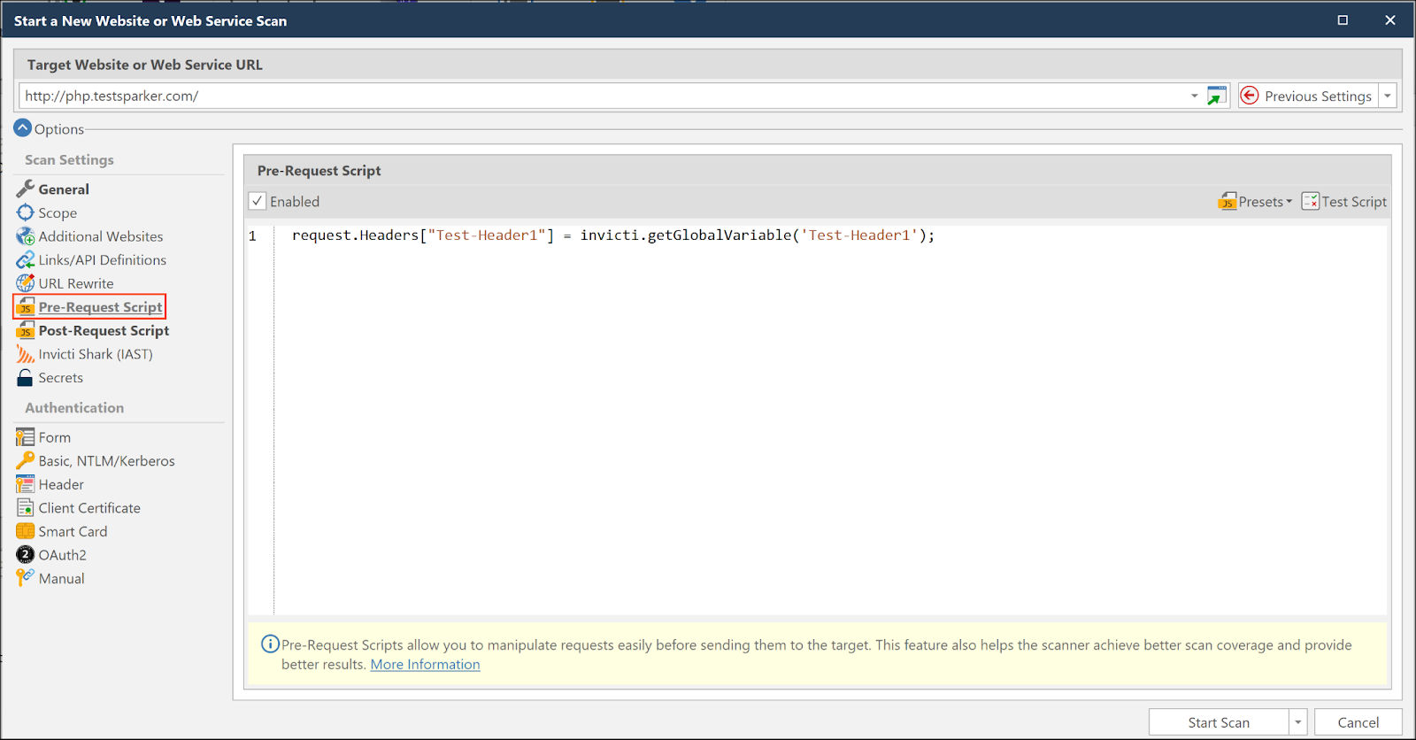 Referencing global variable in pre-request script
