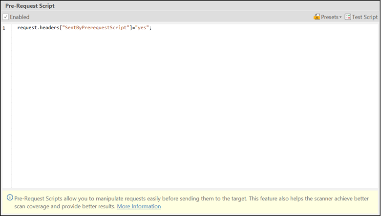 Pre-Request Script feature in Invicti Standard