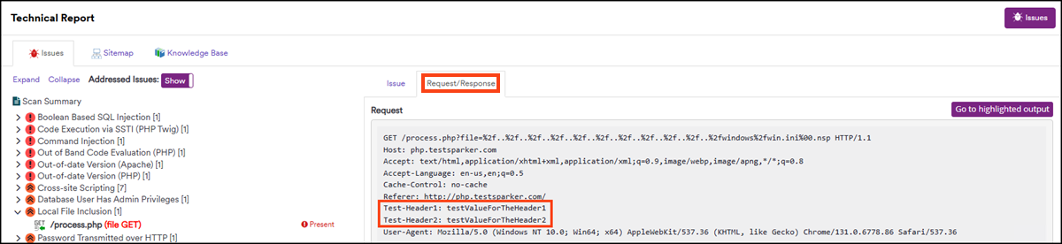 Verifying request in Invicti Enterprise