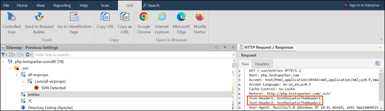 Verifying request in Invicti Standard