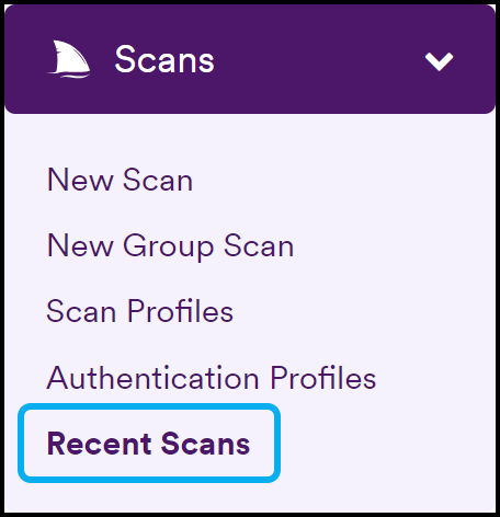 Recent Scans menu option.