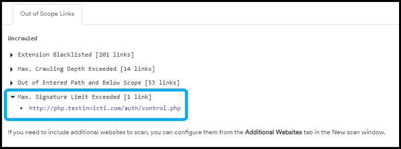 Knowledge Base tab with Out Of Scope Links selected.