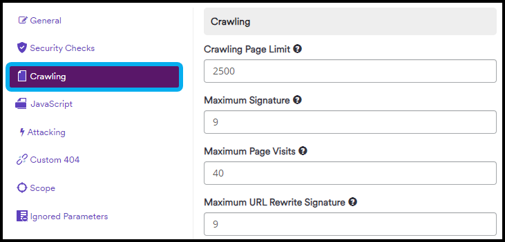 Scan Policy with Crawling section.