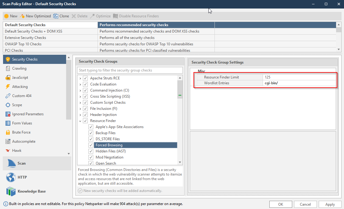 Resource Finder Settings in Invicti Enterprise