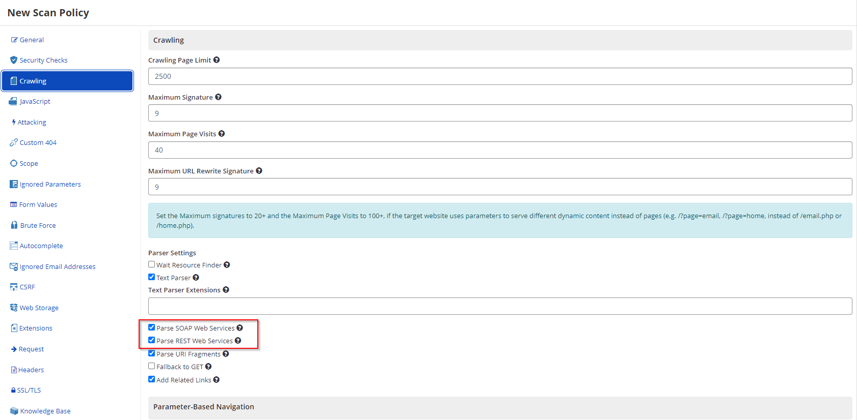 Resource Finder Settings in Invicti Standard
