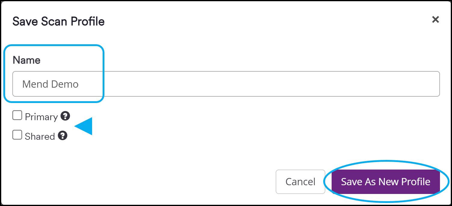 Save As New Profile dialog.