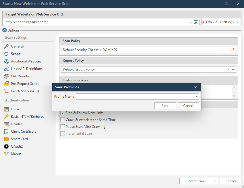 Save as New Profile option.
