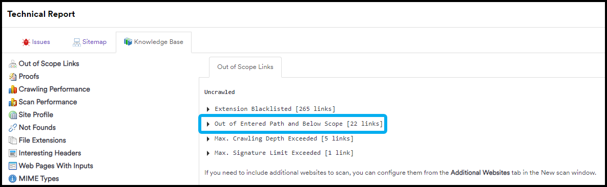 Out of Entered Path Below Scope showing subdomains.