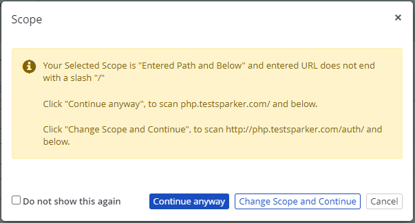 Warning notification about trailing slash in target URL