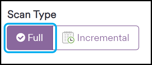Scan Type field with Full selected.