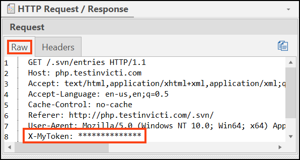 Secret visible in HTTP Request/Response