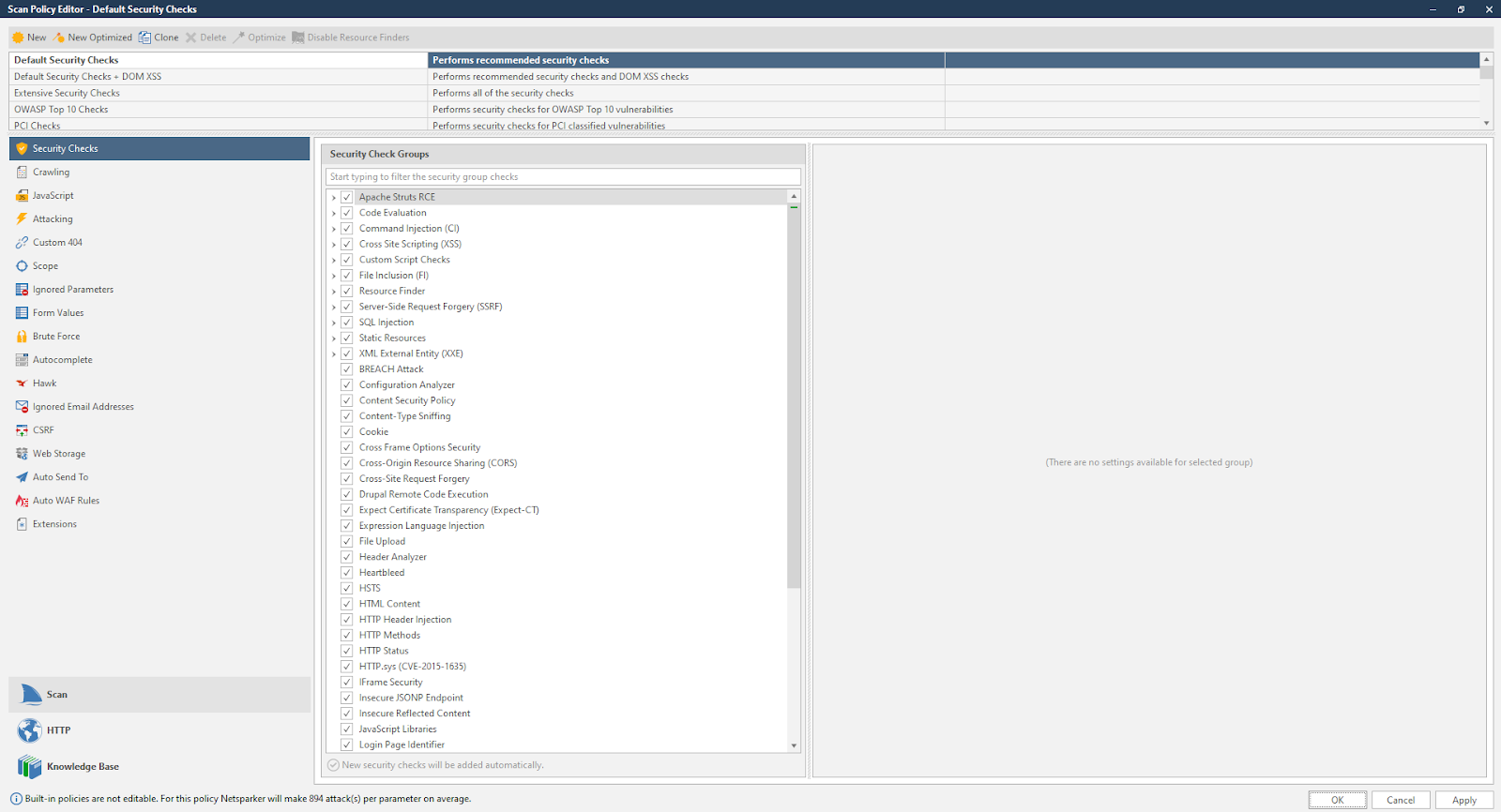 Security Checks in Invicti Standard.
