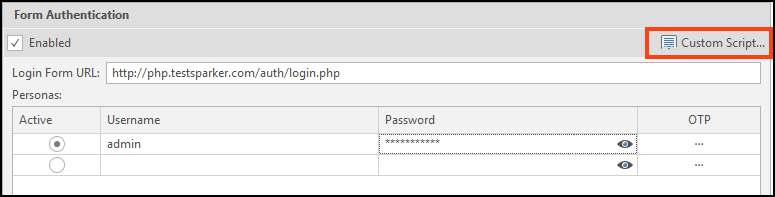 Custom Scripts editor interface