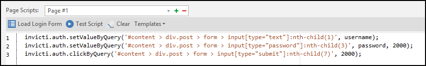 Generated code in script editor