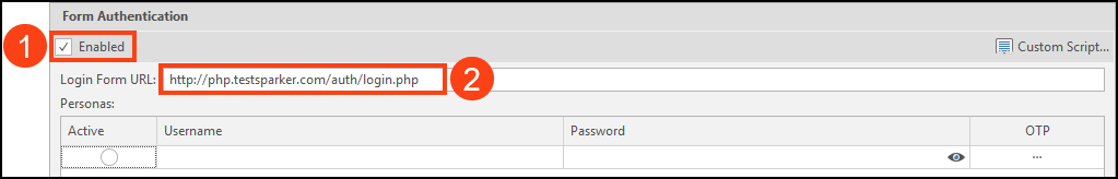 Login Form URL field
