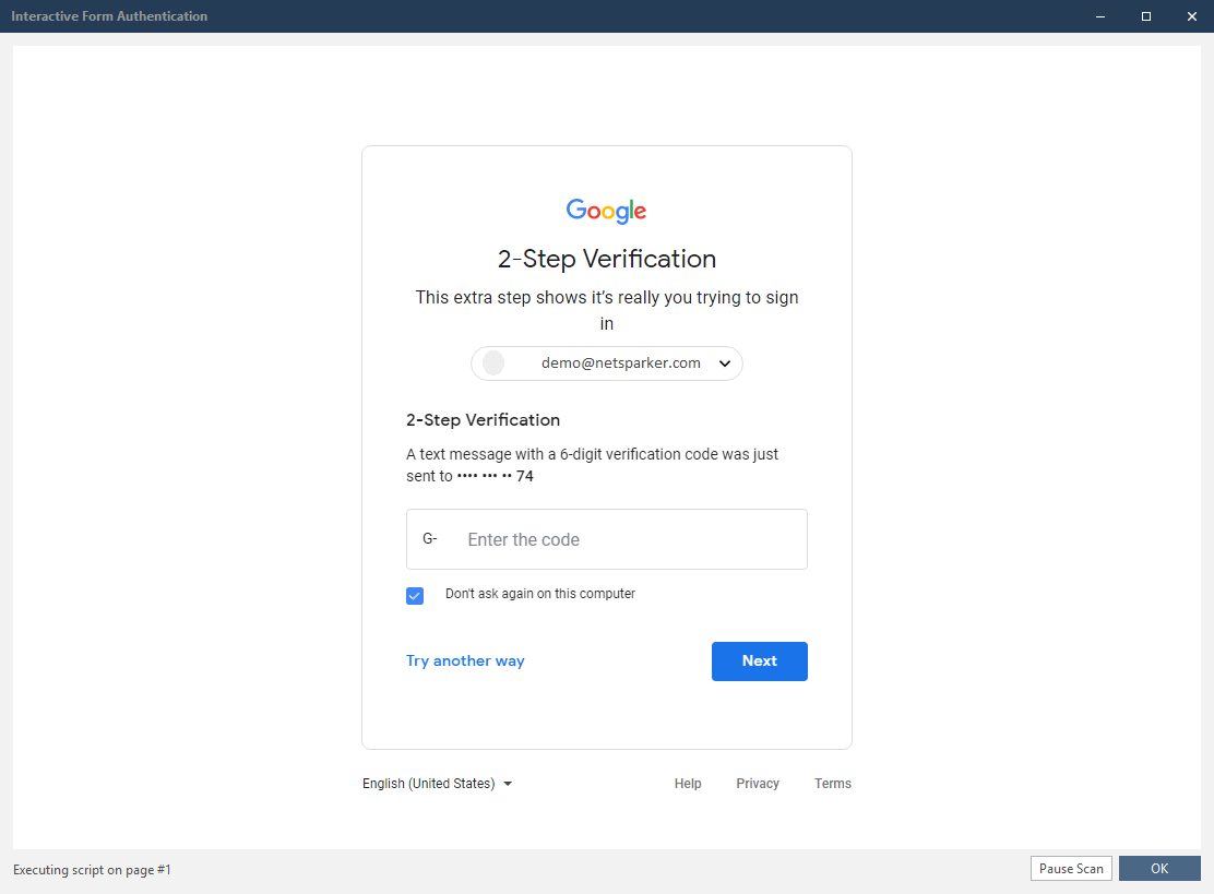 Interactive login browser window in Invicti Standard
