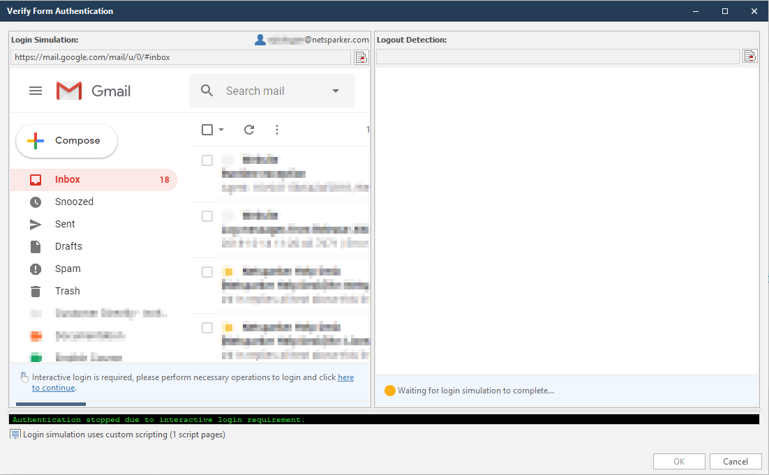 Interactive login verification in Invicti Standard