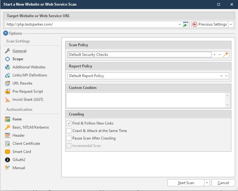 QR Code setup in Invicti Standard