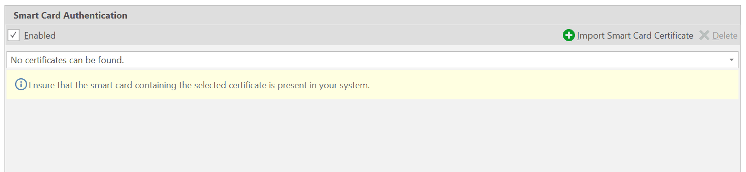 Smart Card Authentication enabled in Invicti Standard