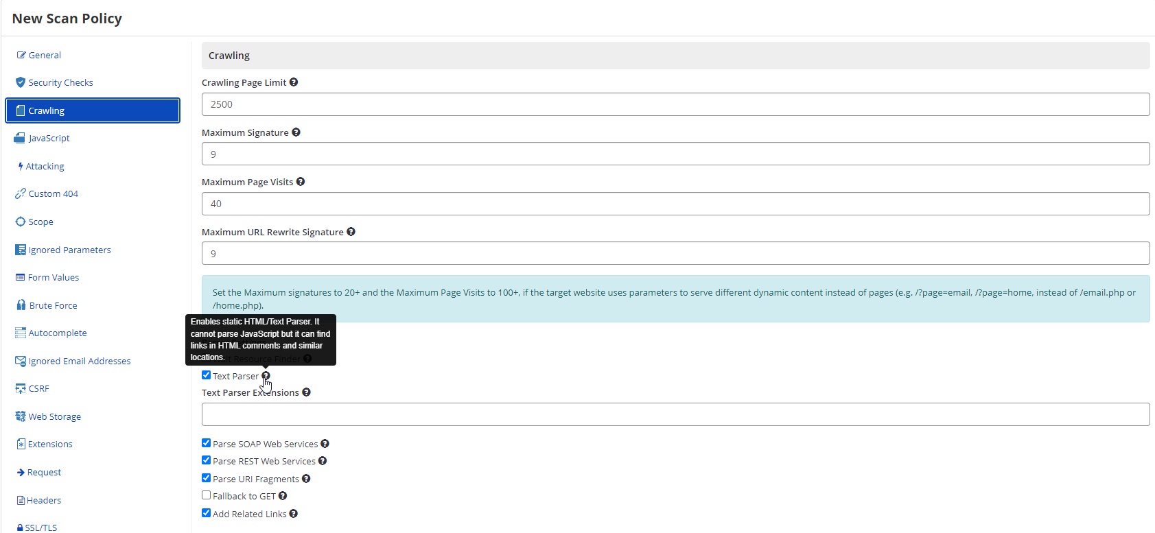 Text Parser Settings in Invicti Enterprise