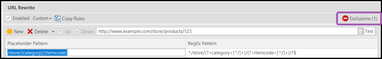 Exclusions counter updated