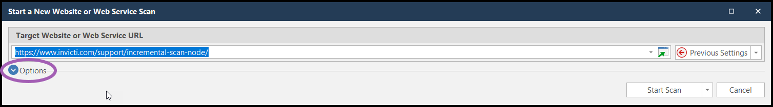 New scan in Invicti Standard